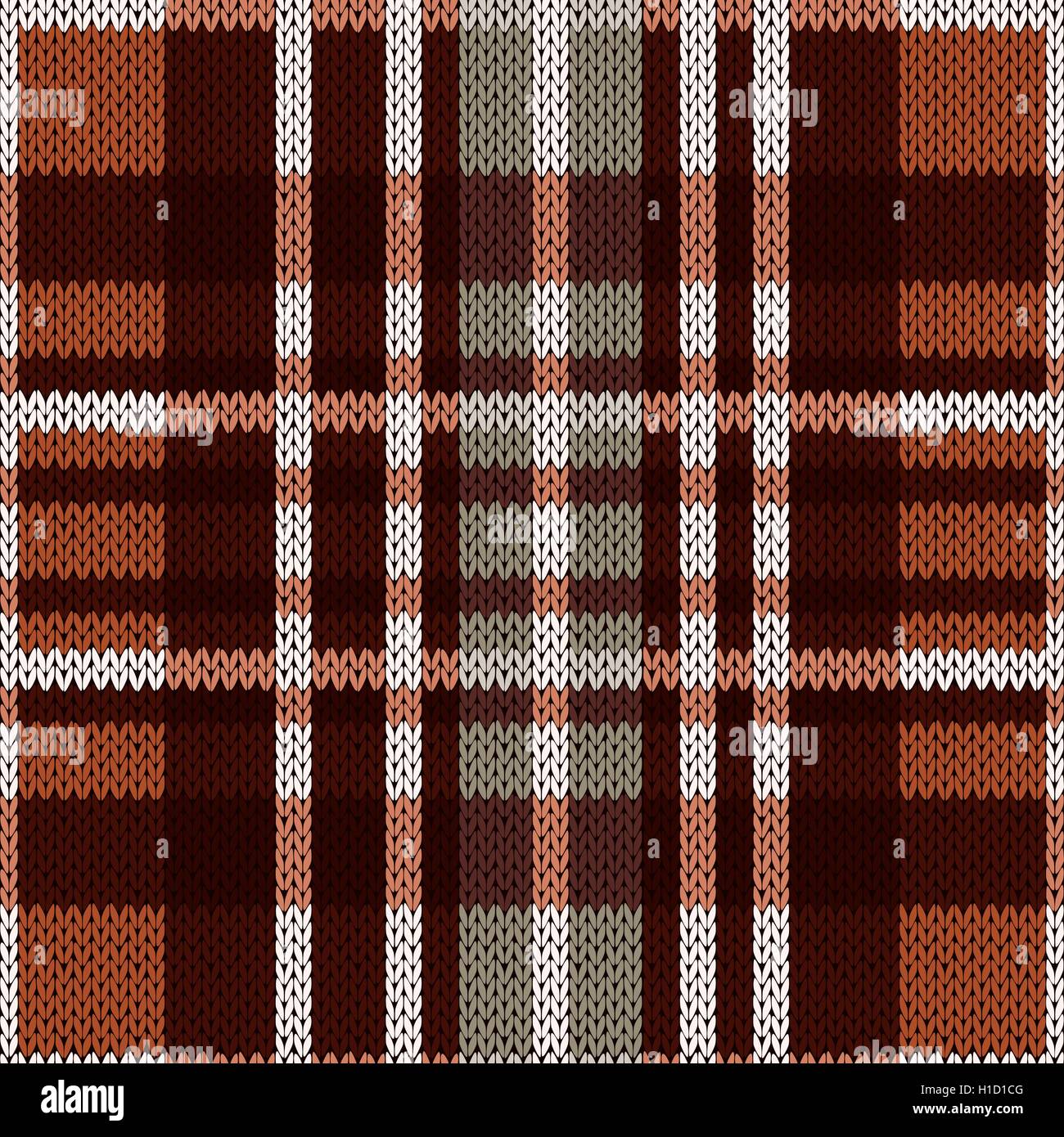 Seamless pattern del vettore come un tessuto di lana celtica scozzese tartan o un tessuto a maglia la texture in marrone e grigio Illustrazione Vettoriale