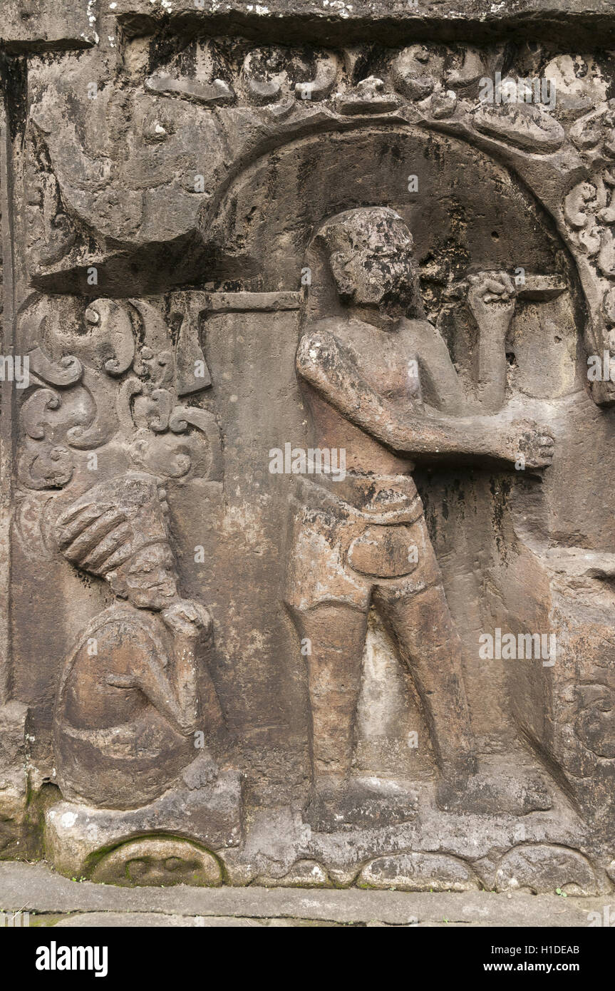 Indonesia, Bali, Bedulu, Yeh Pulu, Indù sculture a bassorilievo, XIV C Foto Stock