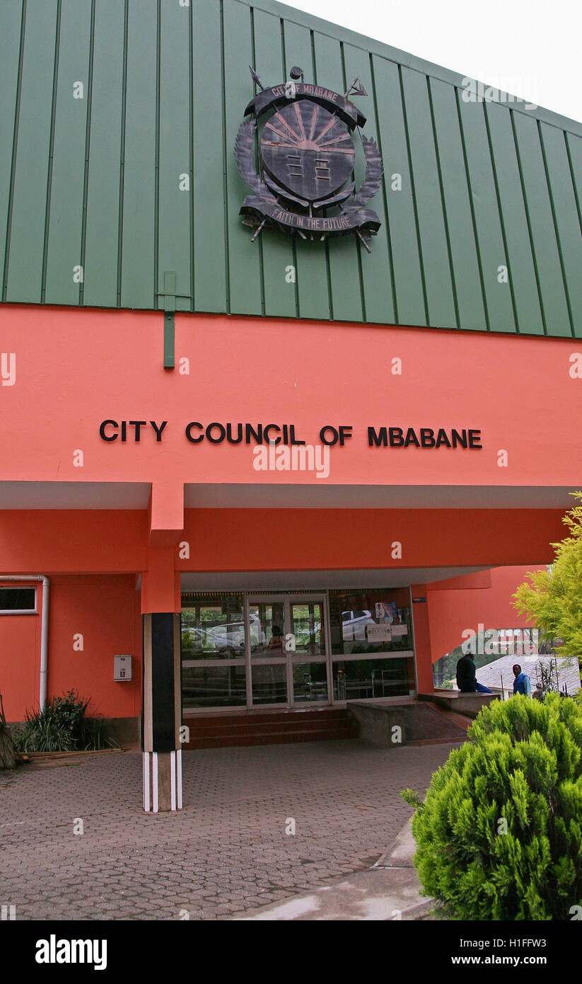 Consiglio di città di Mbabane edificio ingresso, Regno di Swaziland Foto Stock