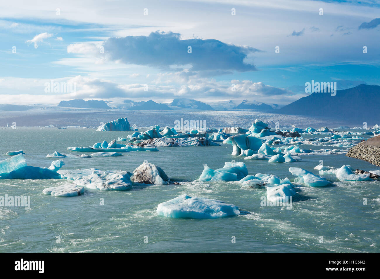 Laguna glaciale in oriente Islanda Foto Stock