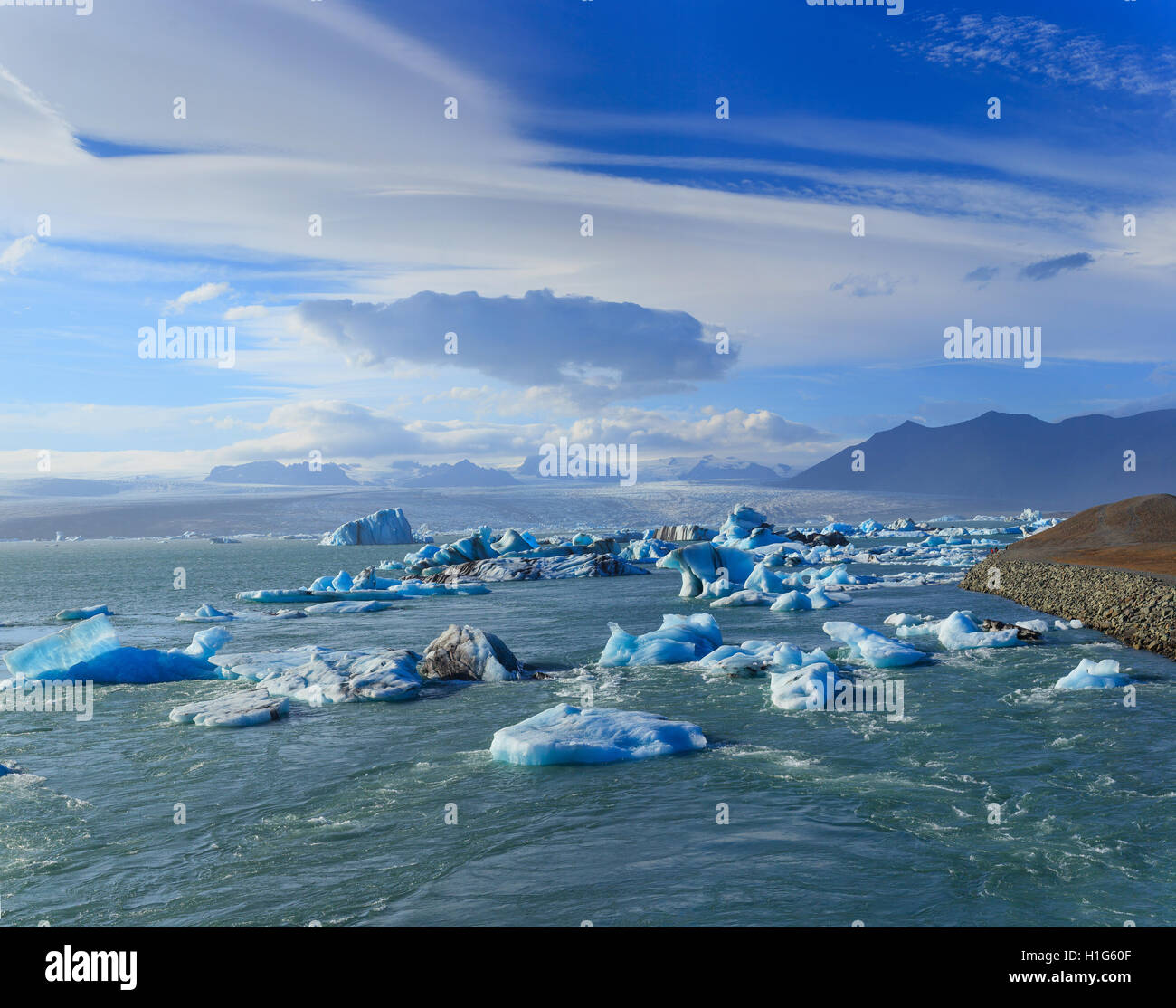 Laguna glaciale in oriente Islanda Foto Stock