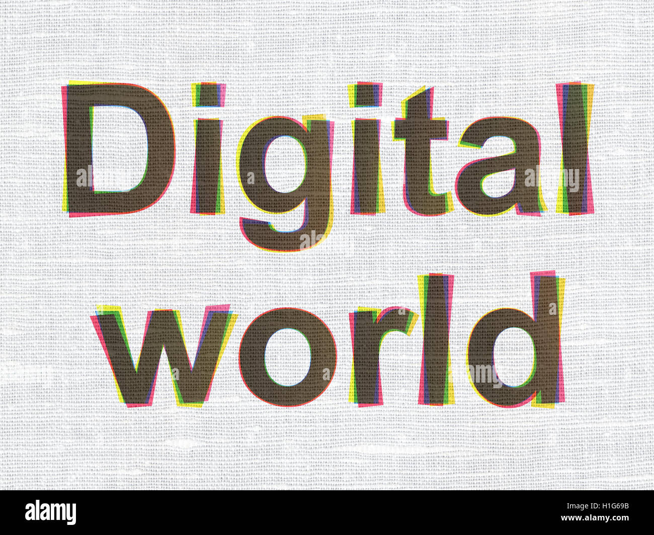 Concetto di dati: Mondo digitale su tessuto di sfondo texture Foto Stock