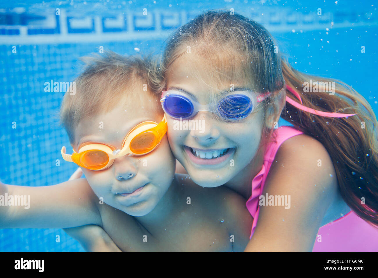 Ritratto di subacquea kids Foto Stock