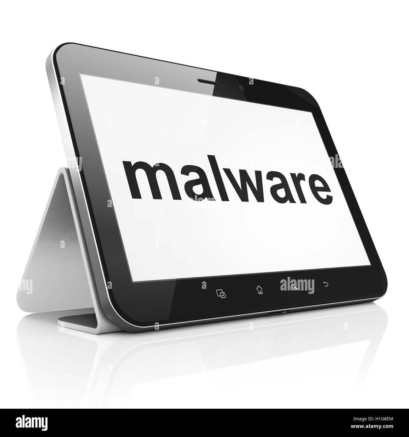 Il concetto di protezione: il malware sul tablet pc Foto Stock