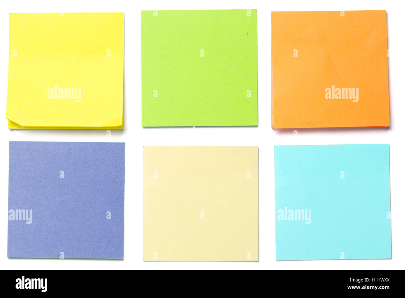 Colore diverso note di spunta isolato su sfondo bianco Foto Stock