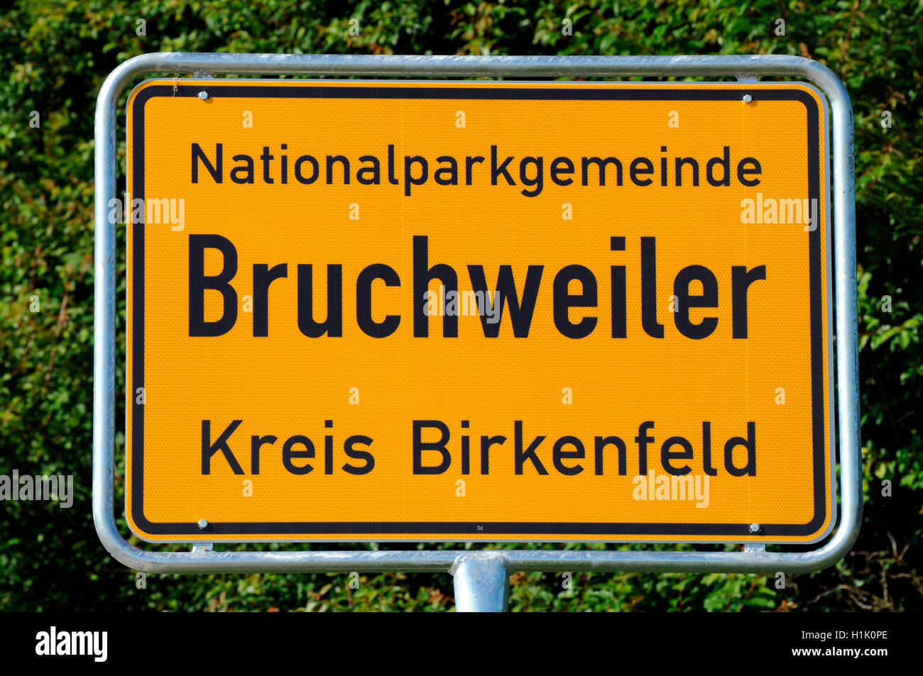 Città segno, bruchweiler, hunsrueck, parco nazionale hunsrueck-hochwald, Germania Foto Stock