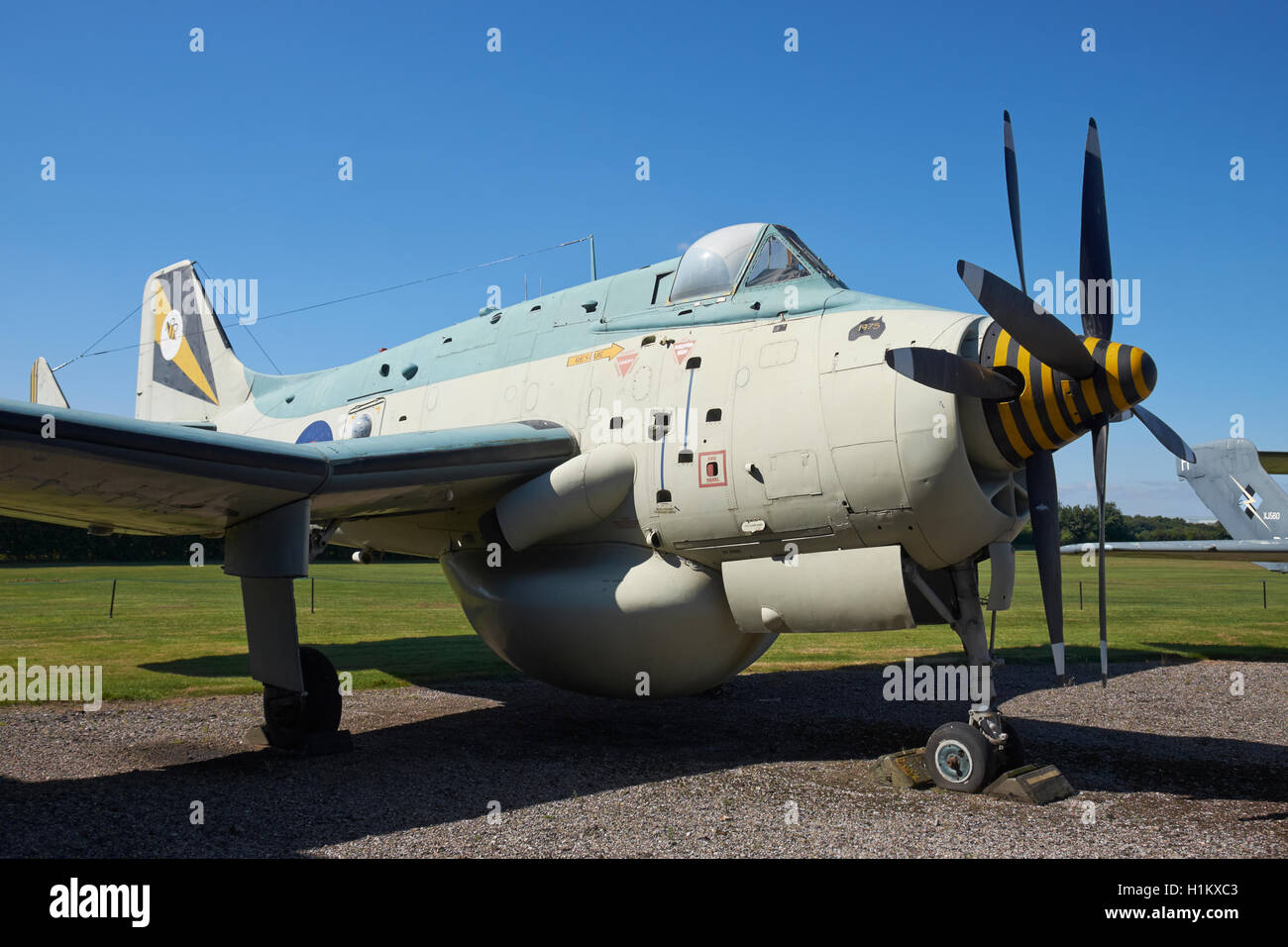 Un Fairey Gannet AEW.3 aeromobili sul display a Newark Air Museum, Nottinghamshire, Inghilterra. Foto Stock