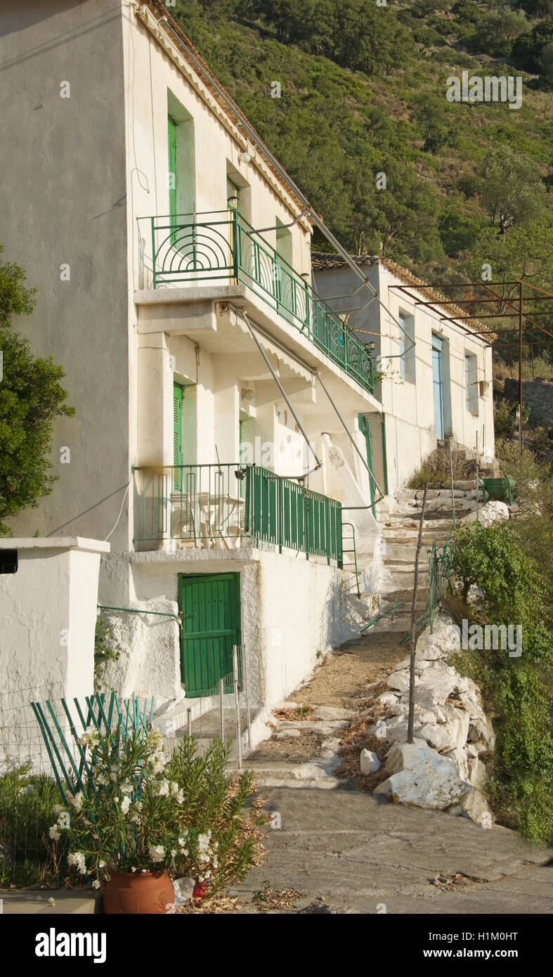 Pittoresca Fisherman's case porta Frikes Itaca ISOLE IONIE Grecia Foto Stock