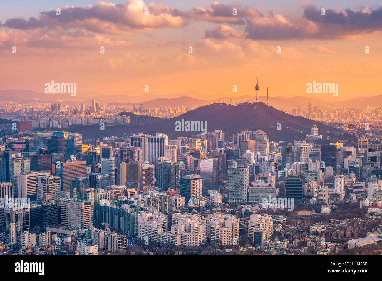 Seul skyline della città,Corea del Sud Foto Stock