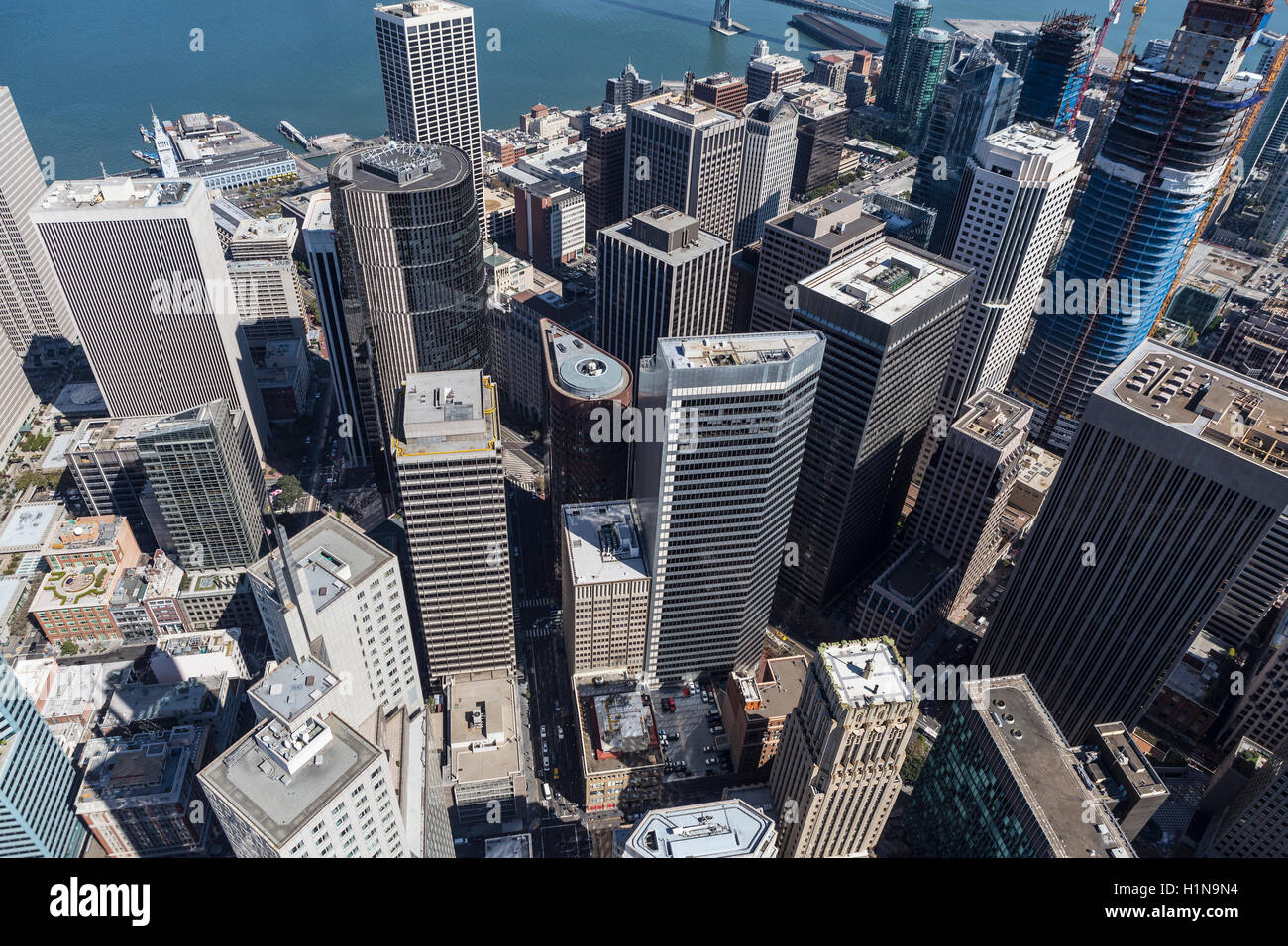 Il centro cittadino di San Francisco cityscape skyline vista aerea. Foto Stock