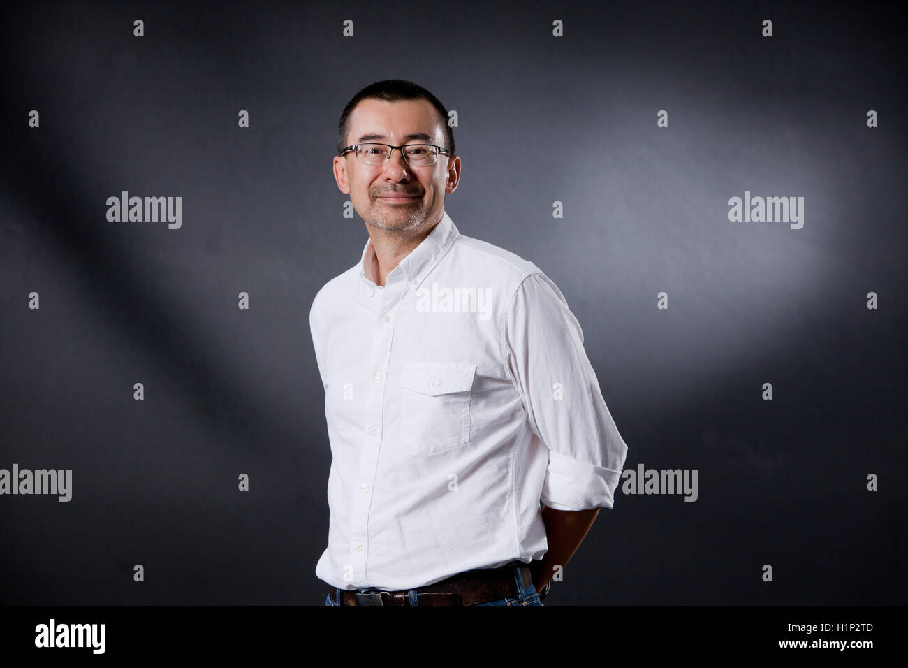 Peter Ho Davies, il contemporaneo scrittore britannico di Welsh e discesa cinese, al Edinburgh International Book Festival. Edimburgo, Scozia. Il 18 agosto 2016 Foto Stock