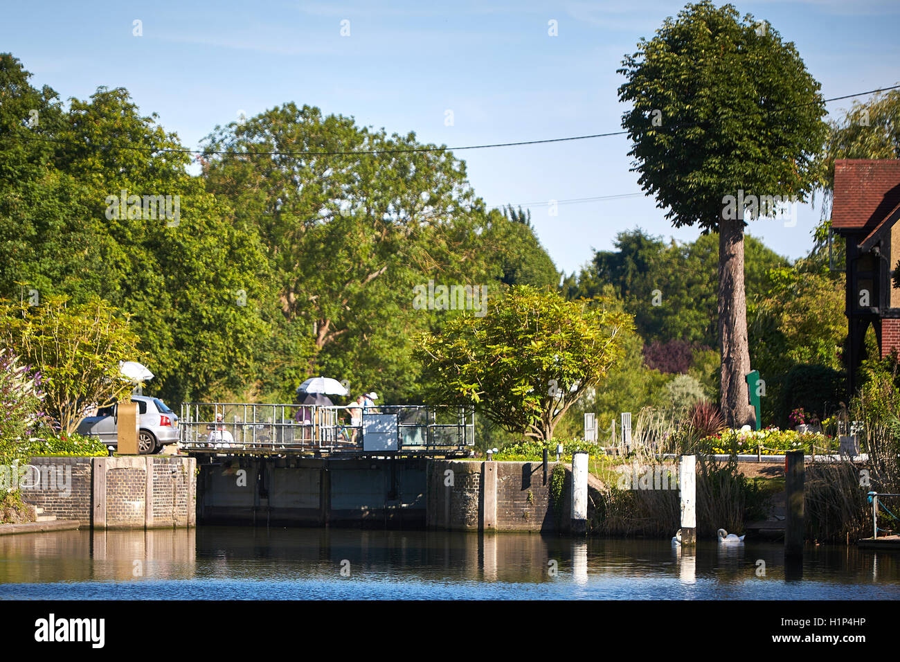 Bray Lock sul Fiume Tamigi vicino a Maidenhead Foto Stock