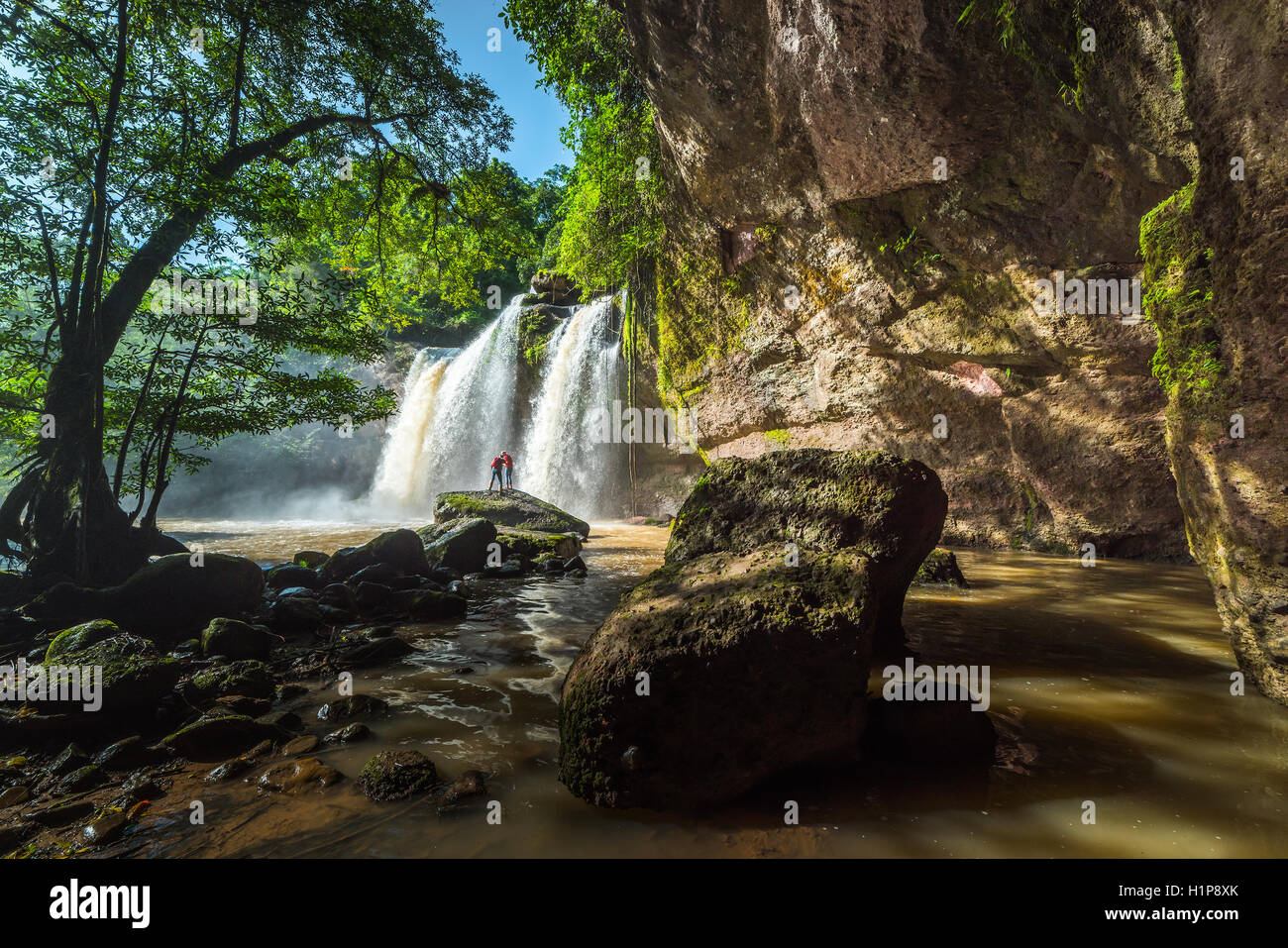 Bella Unesco Haew Suwat cascata in Khao Yai Foto Stock