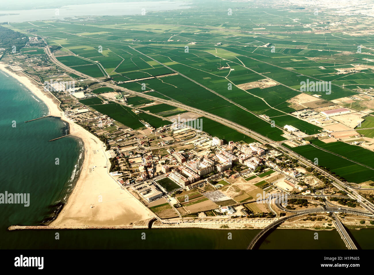 Foto aerea della città di Valencia la zona circostante in Spagna Foto Stock