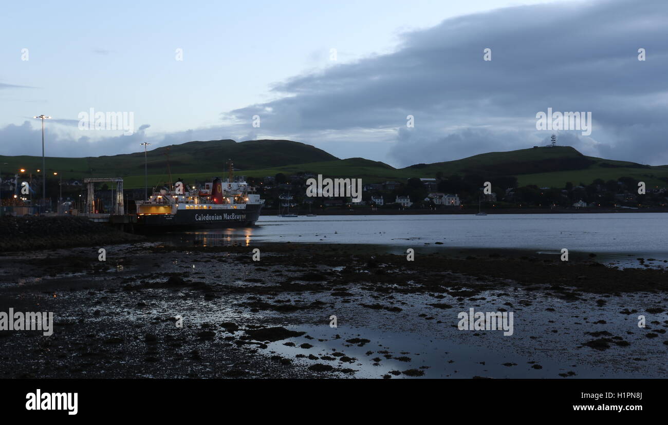 Traghetto calmac mv Isle of Arran agganciato campbeltown kintyre scozia settembre 2016 Foto Stock