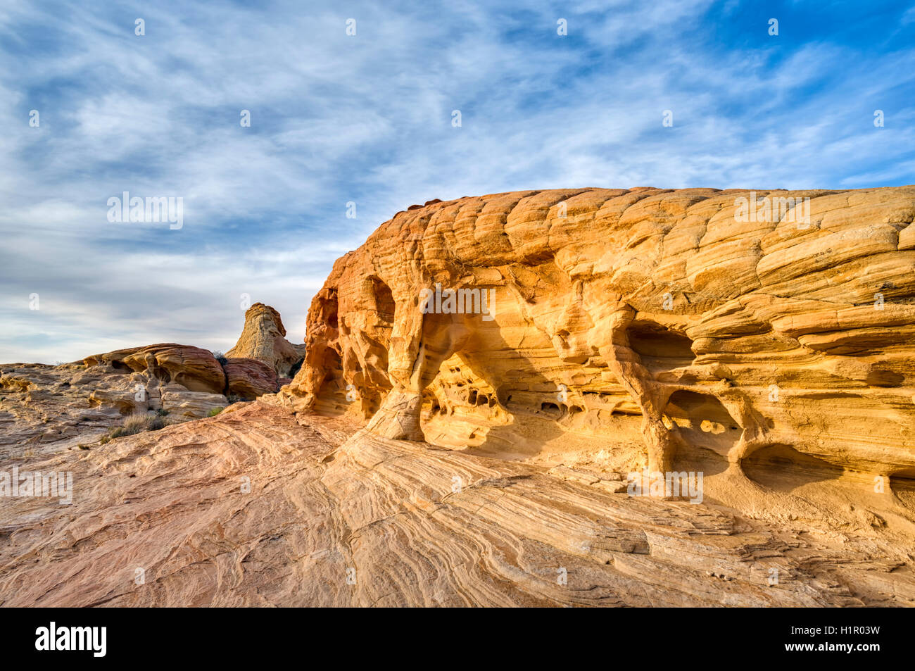 Il paesaggio del deserto. La Valle del Fuoco del parco statale, Nevada, Stati Uniti d'America. Foto Stock