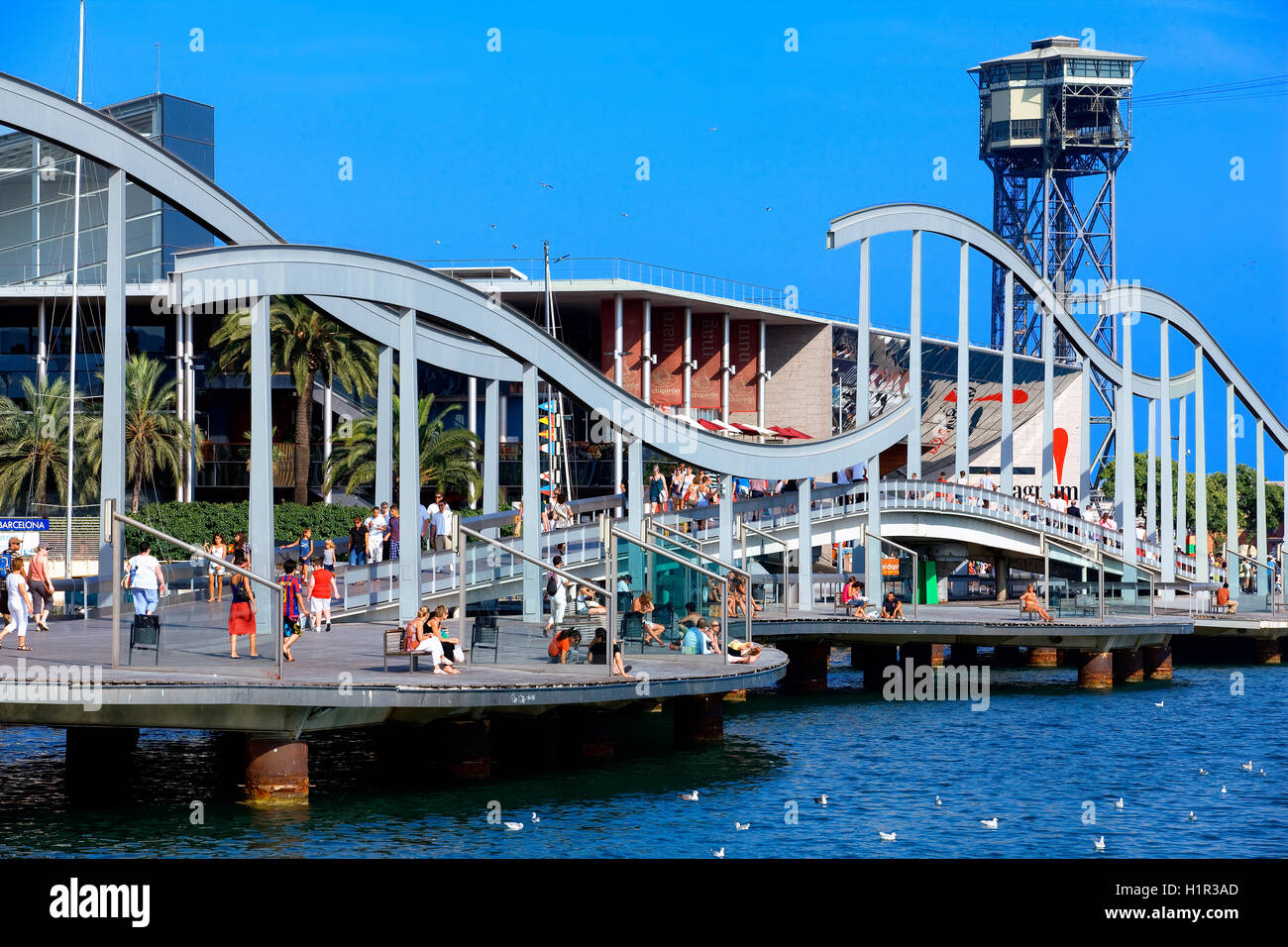 La Rambla del Mar, Barcelona, Spagna Foto Stock