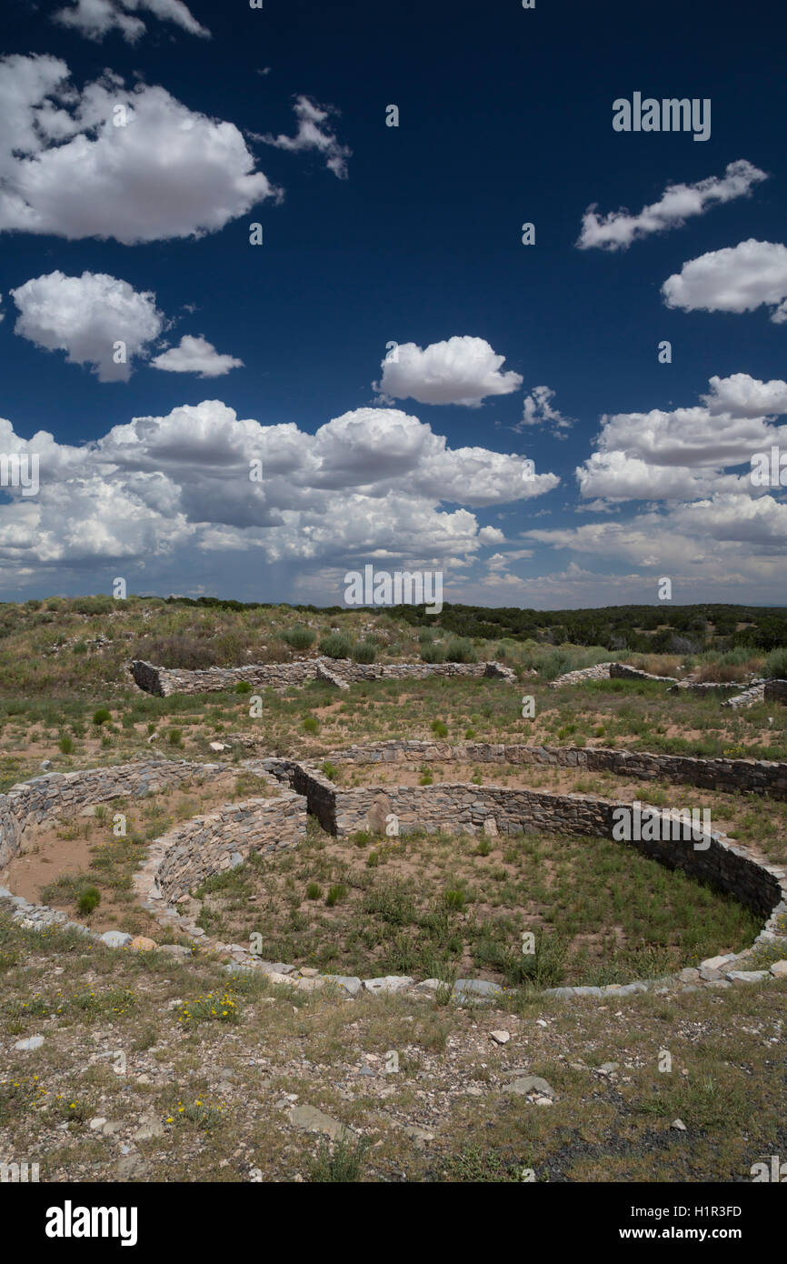 Gran Quivira, New Mexico - un kiva presso il Gran Quivira (aka Las Humanas) resti in Salinas Pueblo Missions National Monument. Foto Stock