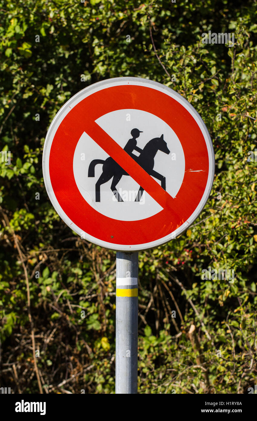 Vietato l'ingresso a equestrians Foto Stock