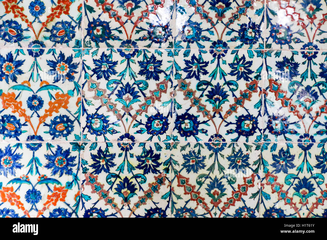 Iznik piastrella patern dal Palazzo Topkapı ad Istanbul in Turchia Foto Stock