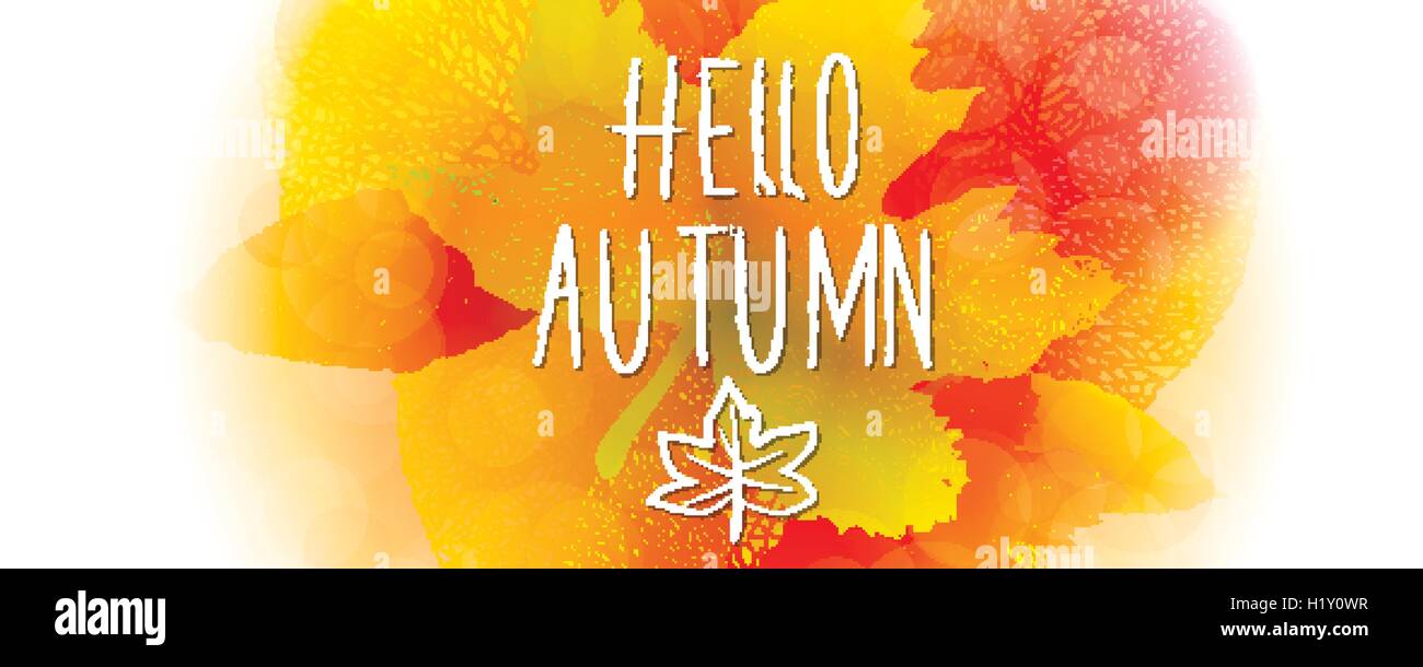 Ciao Foglie di autunno e colori di sfondo vettoriale Illustrazione Vettoriale