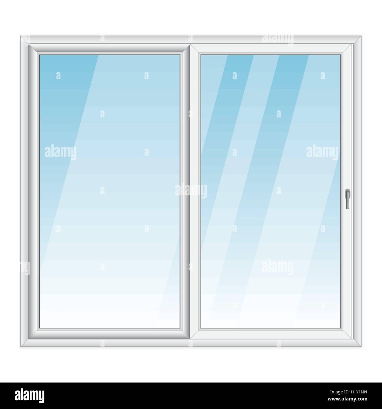 PVC bianco vettore finestra di baia isolata su sfondo bianco Illustrazione Vettoriale