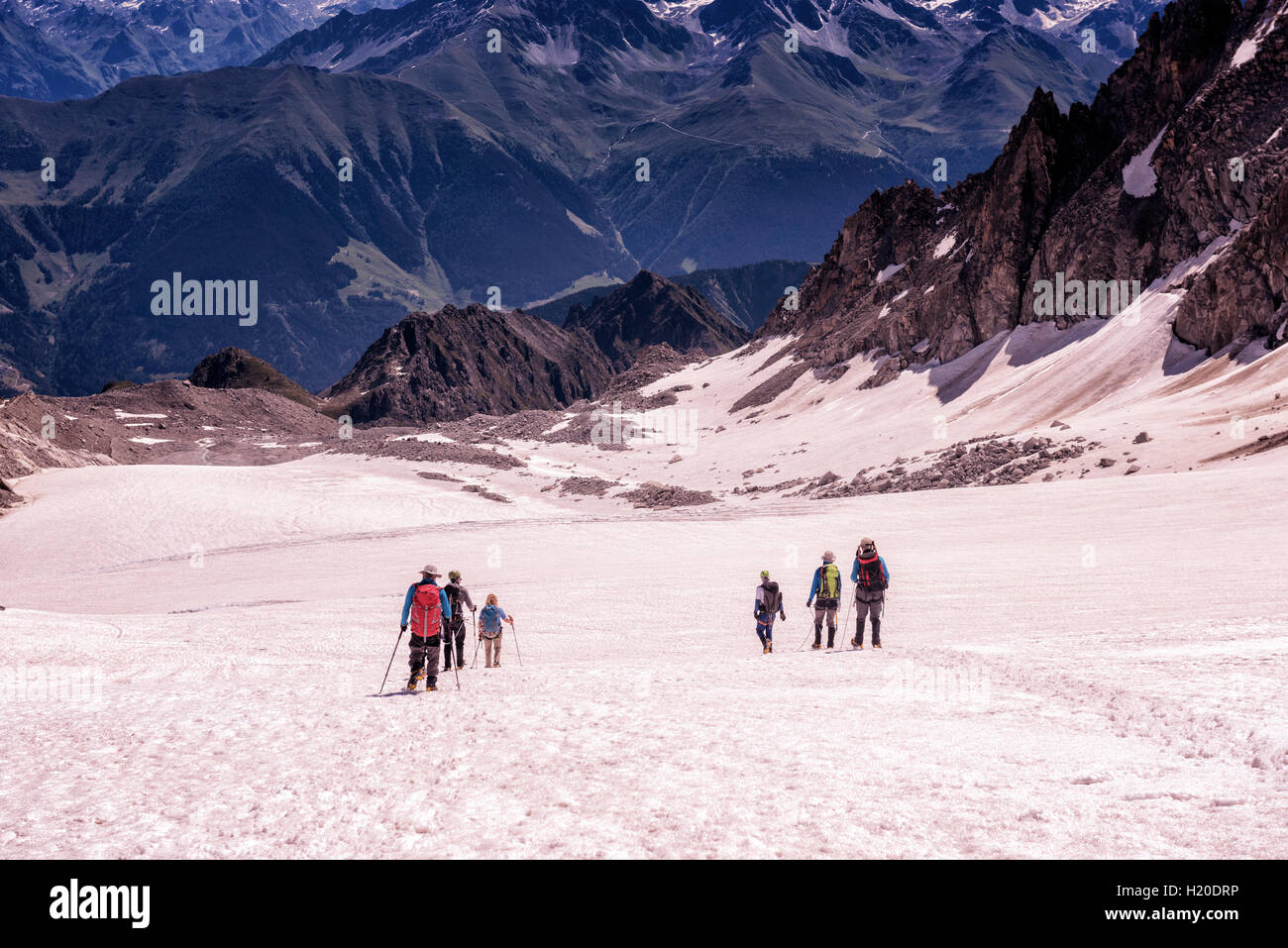 La Svizzera, gli alpinisti a Champex Foto Stock