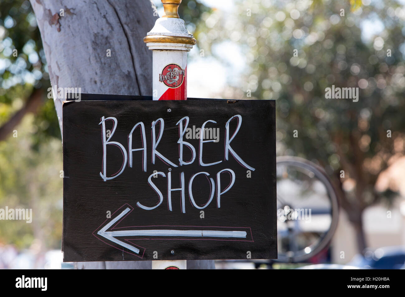 Barber shop segno a Sydney scritti su una lavagna,Sydney , Australia Foto Stock