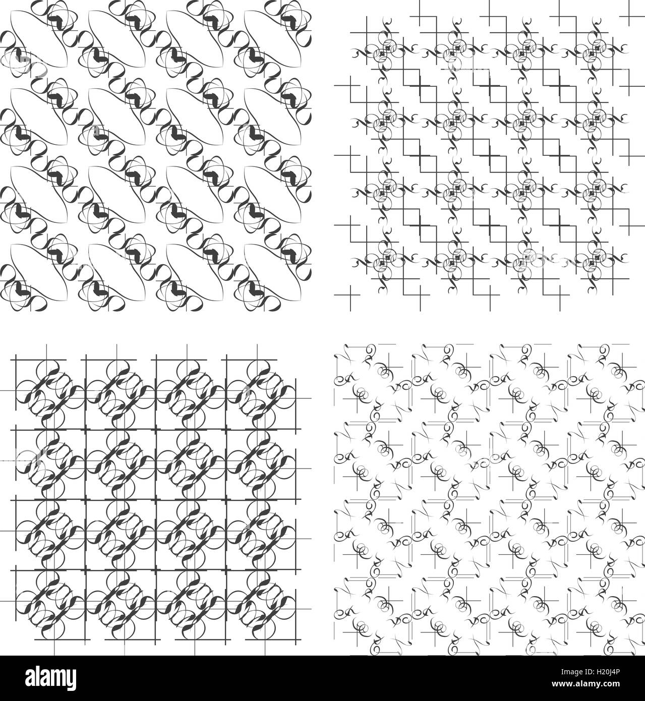 Set di una monocromatica geometrica modelli senza giunture Foto Stock