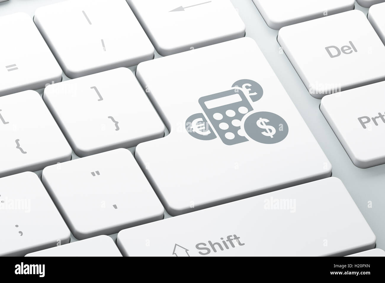 News concept: Calcolatrice sulla tastiera del computer sullo sfondo Foto Stock