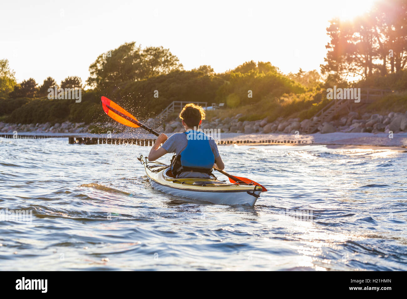 La Danimarca, la giovane kayak Foto Stock