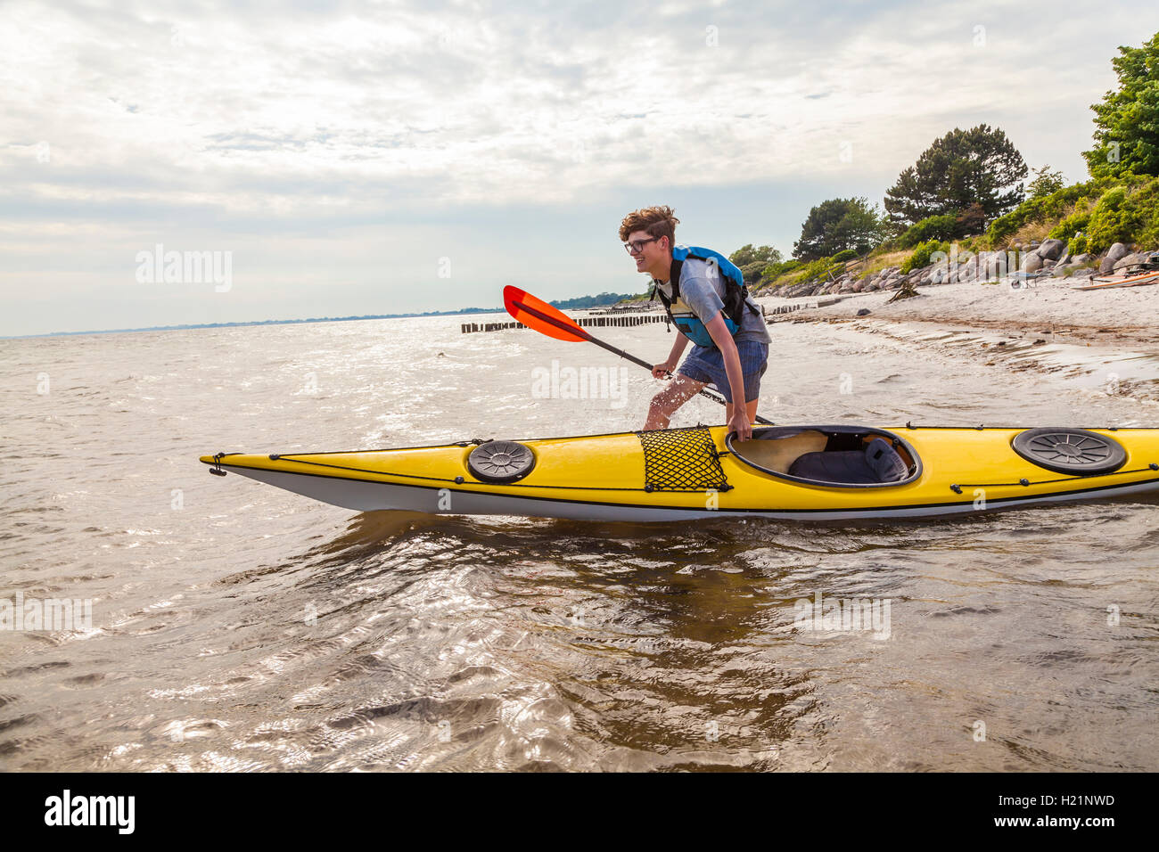 La Danimarca, la giovane kayak Foto Stock