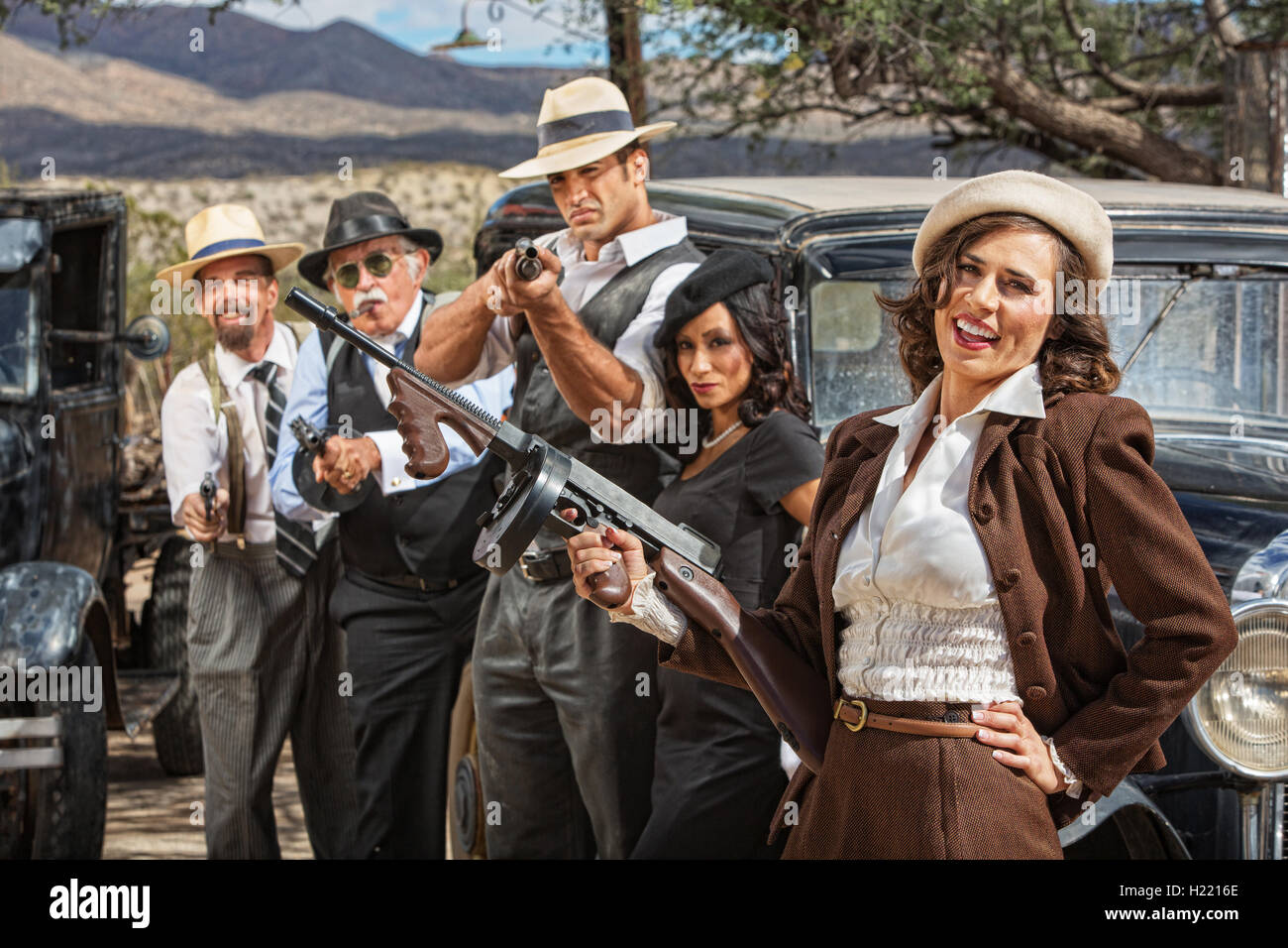 Ridendo 1920s era gangster Foto Stock