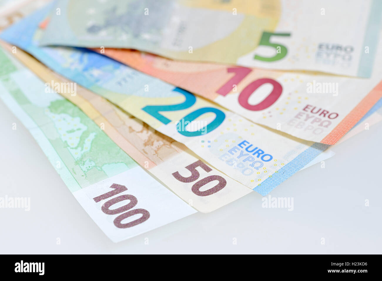 Varie banconote in euro, ventilata Foto Stock
