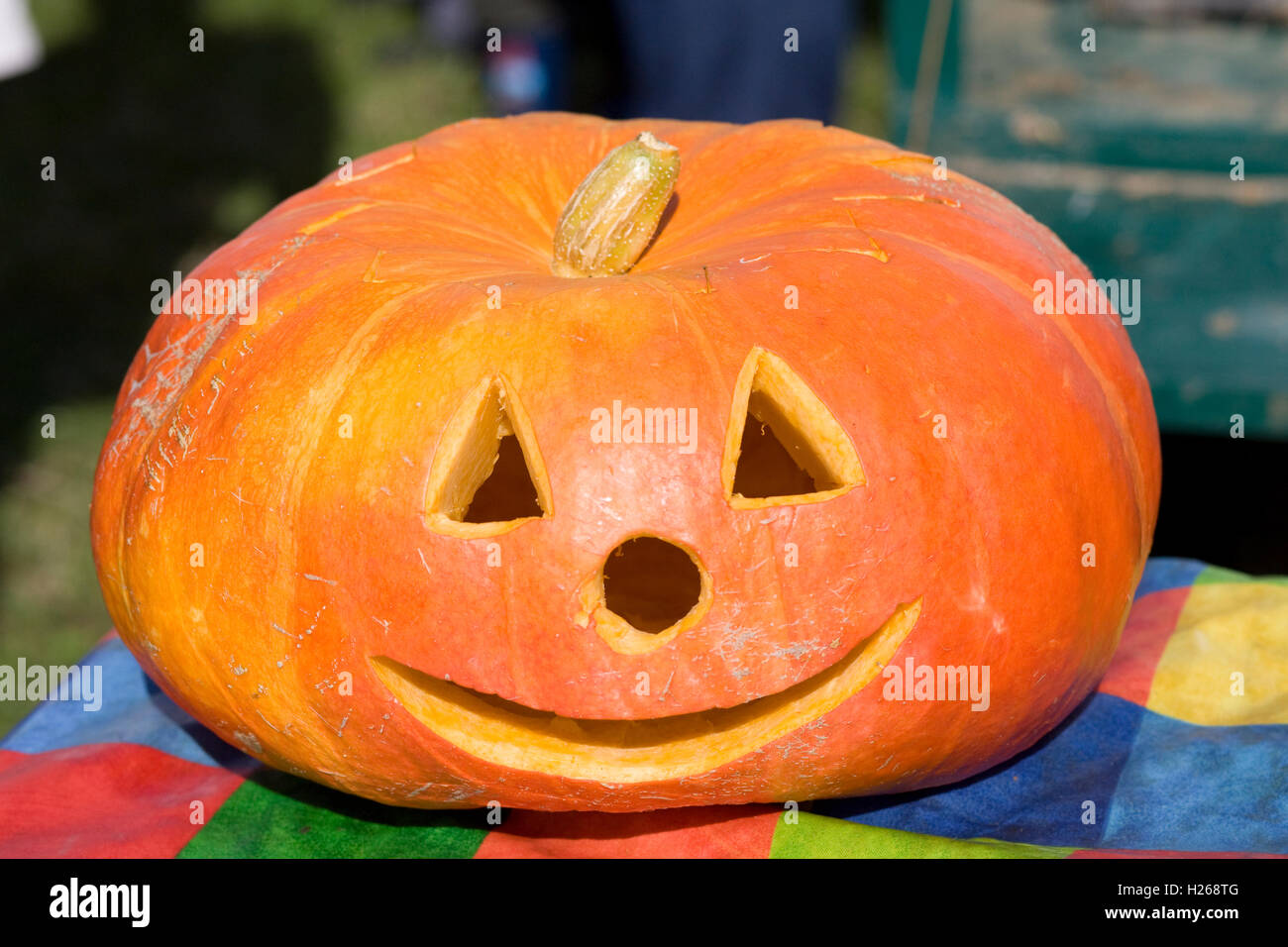 Intagliato Zucca di Halloween Foto Stock