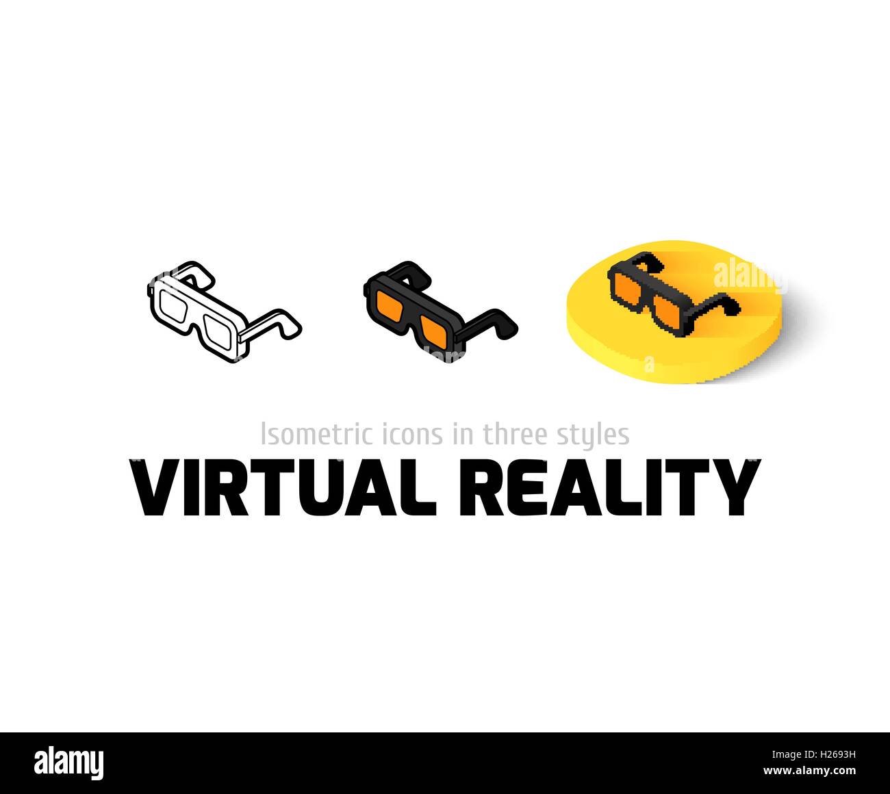 La realtà virtuale icona in stile differente Illustrazione Vettoriale