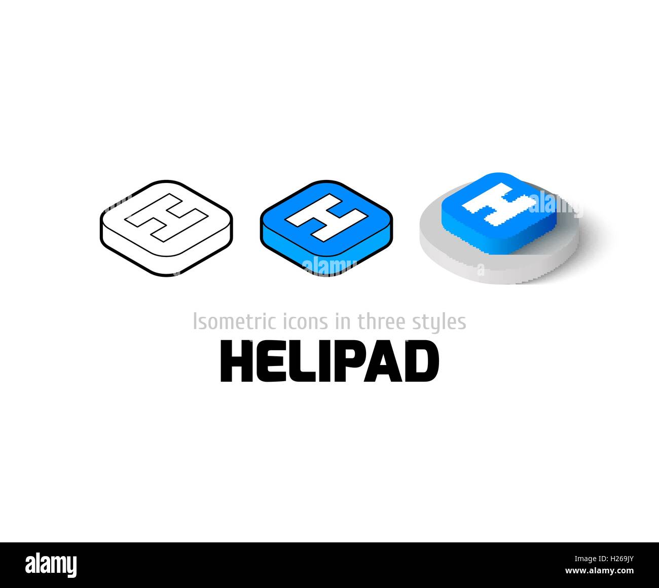 Icona di Helipad in stile differente Illustrazione Vettoriale