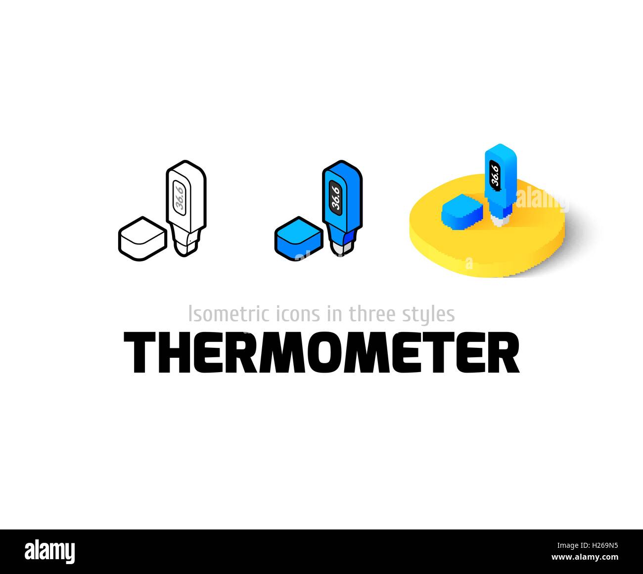 L'icona del termometro in stile differente Illustrazione Vettoriale