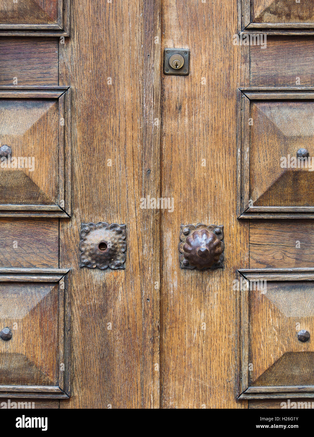 Elemento architettonico, la vecchia porta di legno di close-up Foto Stock