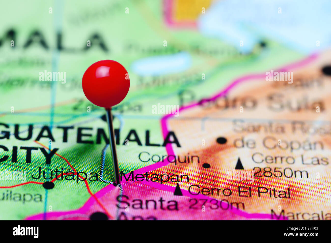 Metapan imperniata su una mappa di El Salvador Foto Stock