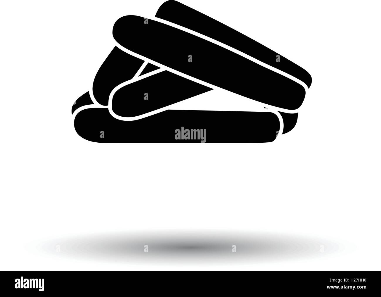 Salsicce icona. Sfondo bianco con ombra design. Illustrazione Vettoriale. Illustrazione Vettoriale