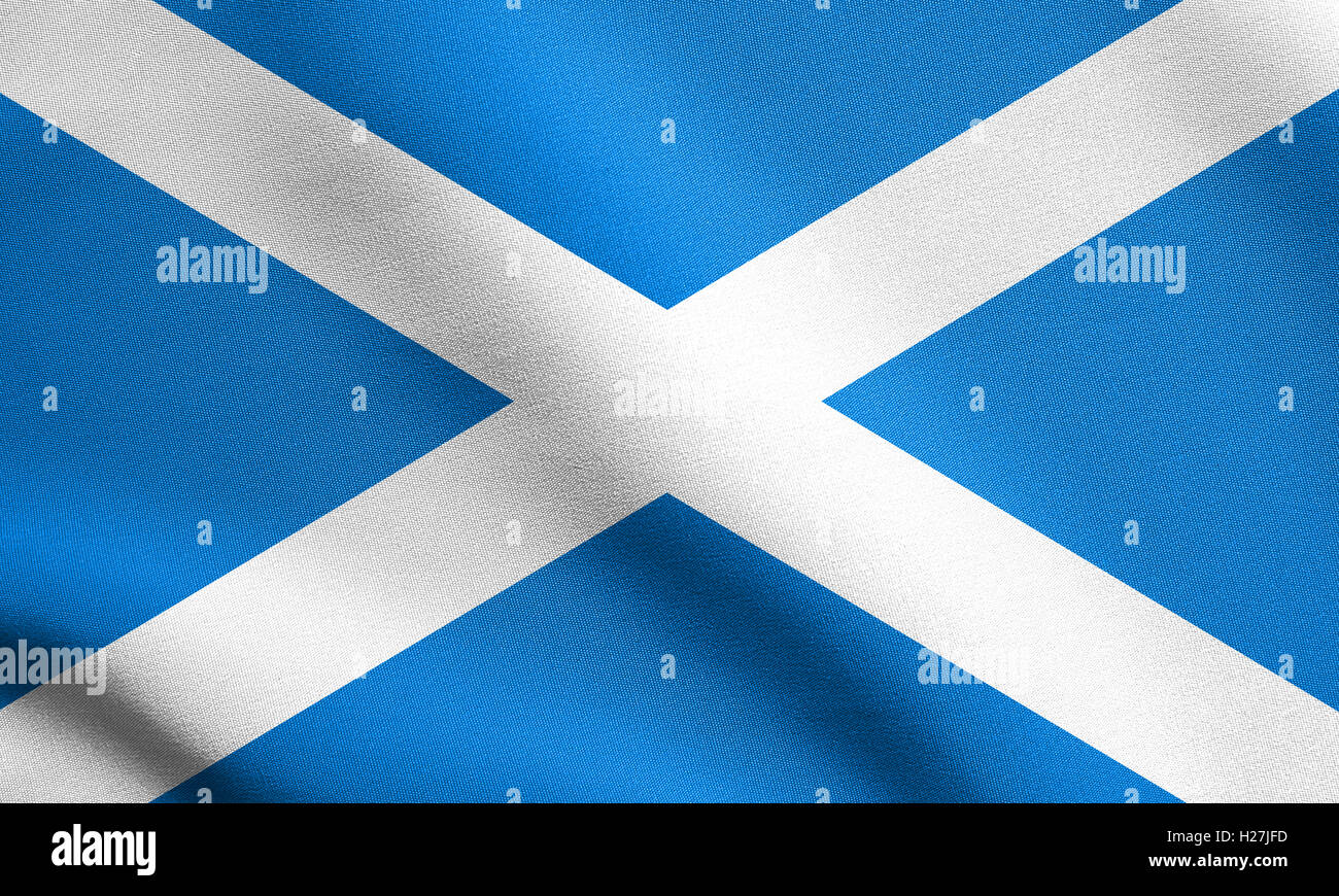 Scottish National bandiera ufficiale. Simbolo patriottico, banner, elemento dello sfondo. Bandiera della Scozia sventolare nel vento Foto Stock