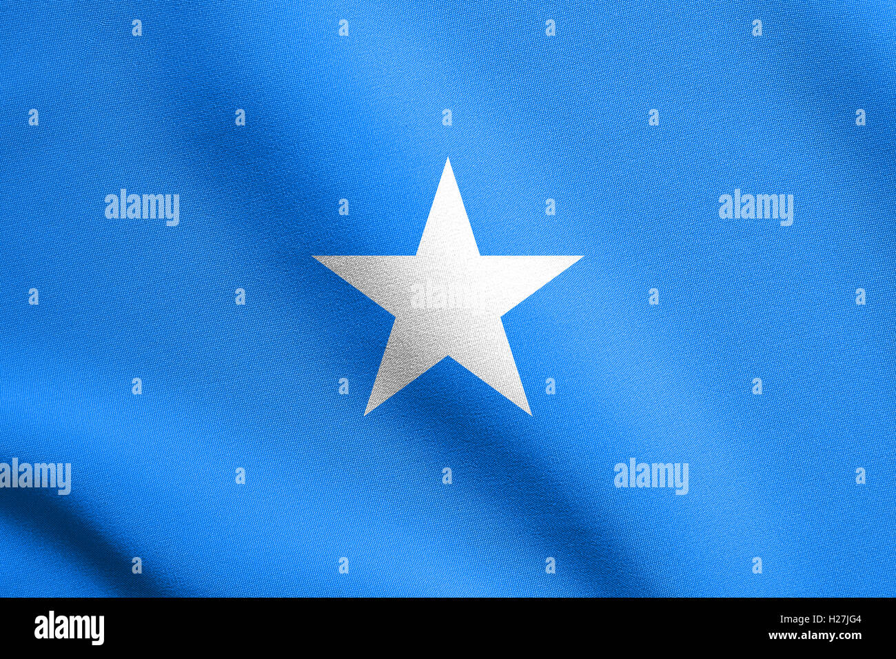 Nazionale somala bandiera ufficiale. Africa simbolo patriottico, banner, elemento dello sfondo. Bandiera della Somalia sventolare nel vento Foto Stock