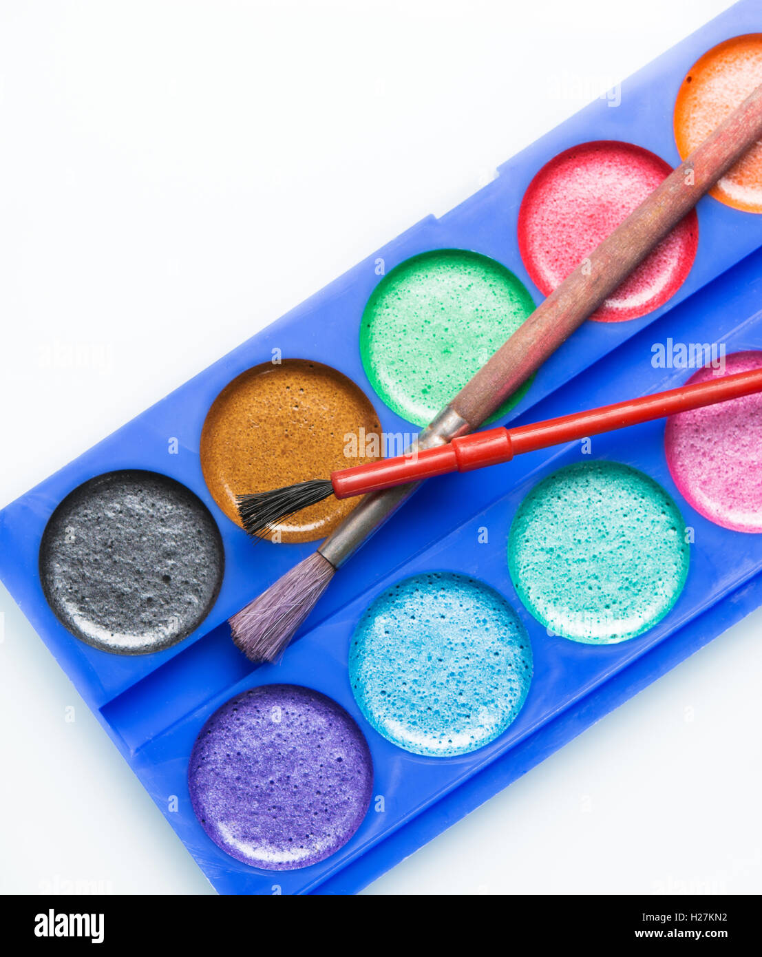 Serie di acquerelli luminosi con spazzola Foto Stock