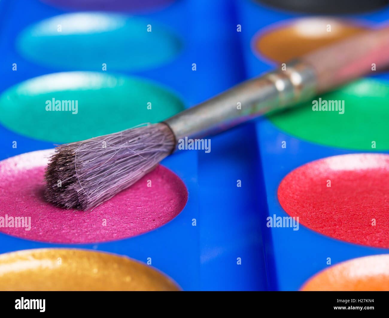 Luminosa acquerelli con spazzola Foto Stock