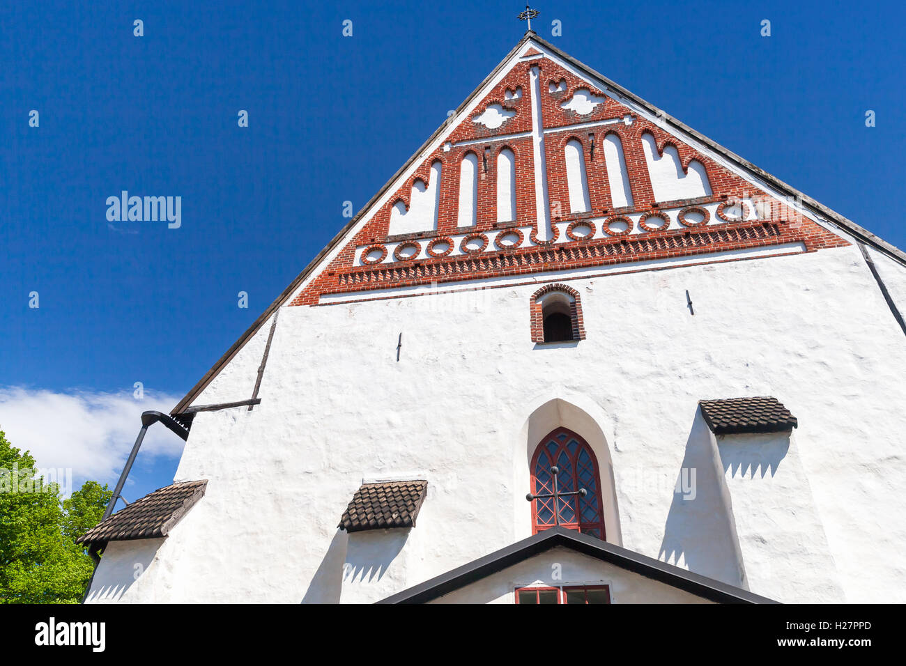 La facciata della Cattedrale di Porvoo in Finlandia Foto Stock