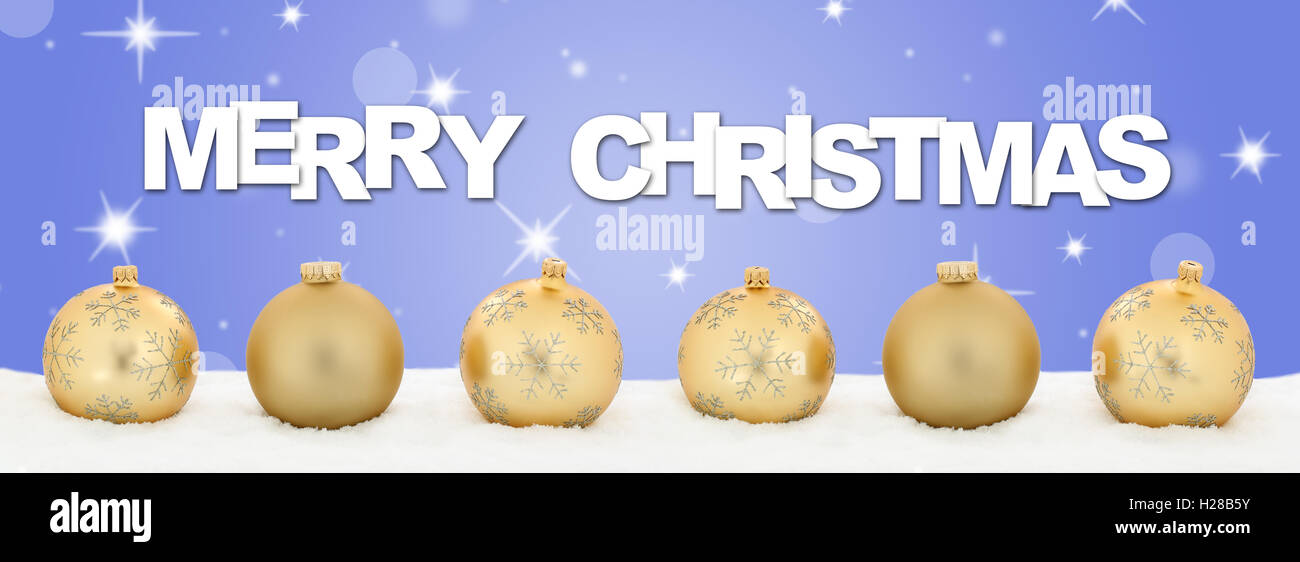 Buon Natale palline dorate banner Decorazione stelle sfondo star Foto Stock