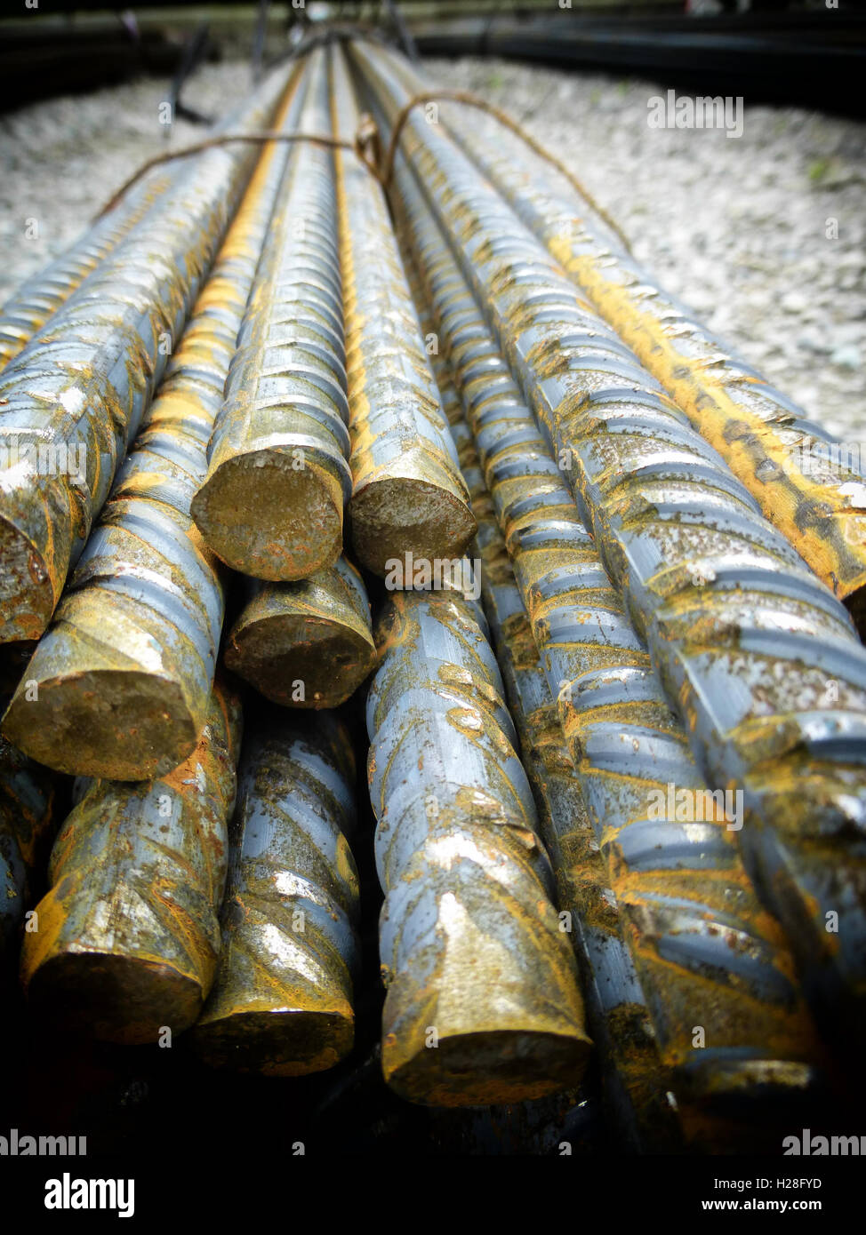 Foto Stock Dettaglio di tondini di ferro per cemento armato