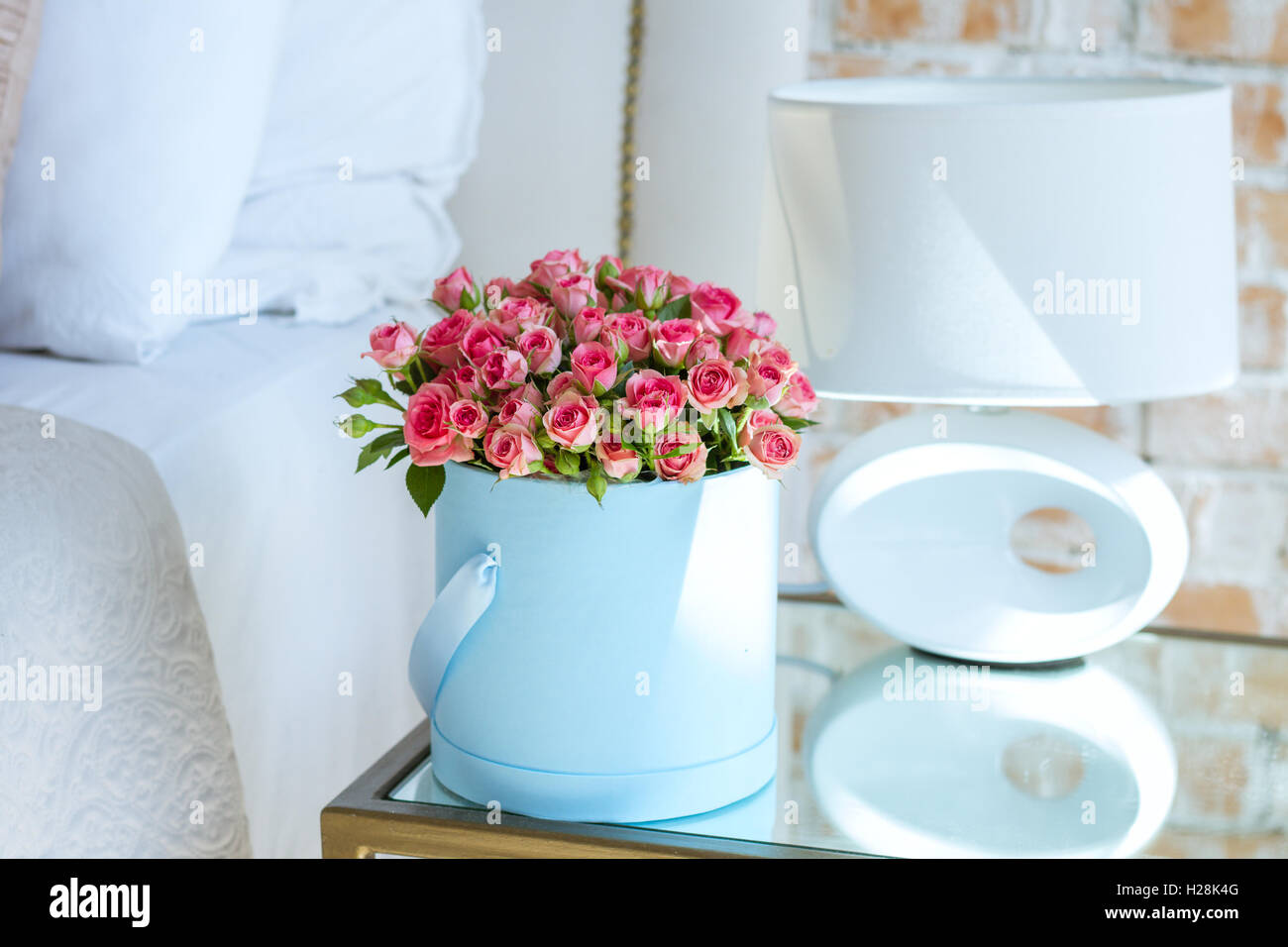 Bouquet di rose rosa Foto Stock