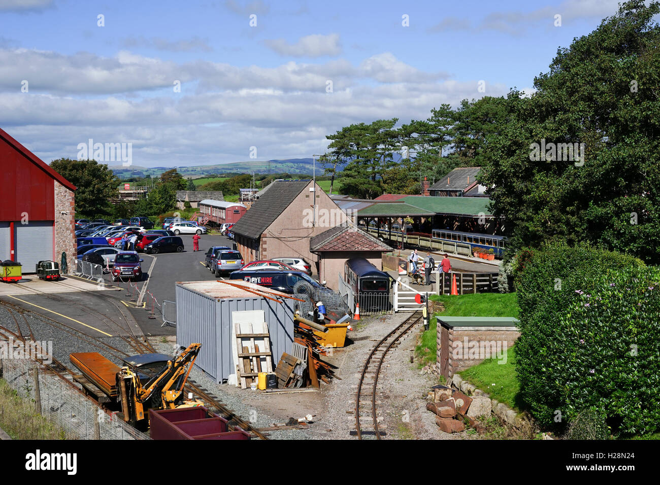 Ravenglass stazione ferroviaria con pista in miniatura, Ravenglass,Cumbria, Regno Unito. Foto Stock